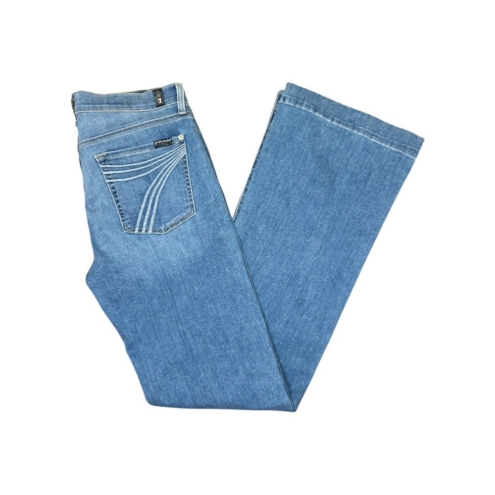 7 FOR ALL MANKIND Dojo Wide Leg Flare Stretch Jeans Trouser 32 x 36 Tall Long